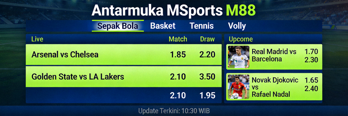 Antarmuka MSports M88 yang modern dengan odds pertandingan olahraga terkini