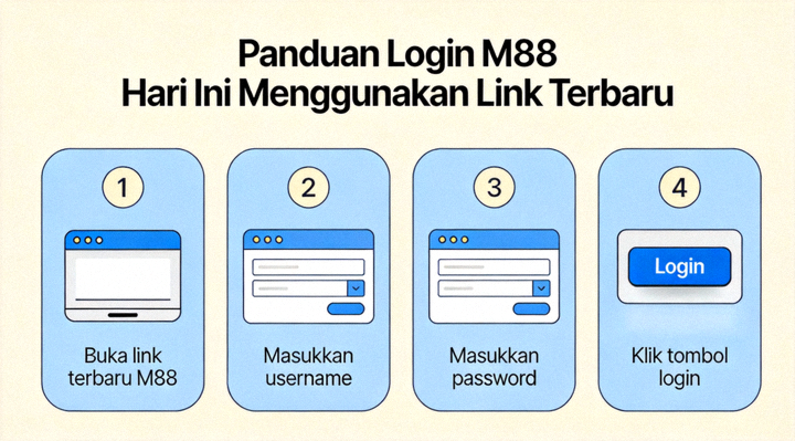Diagram panduan langkah demi langkah untuk login M88 hari ini menggunakan link terbaru