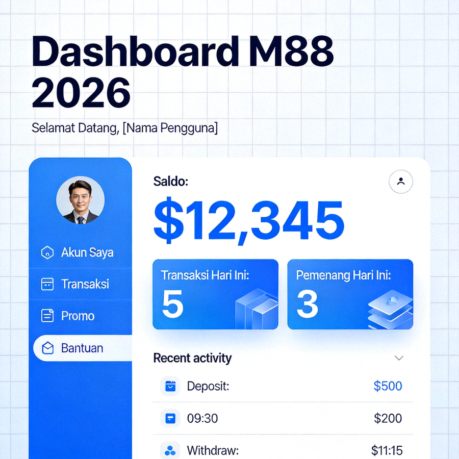 Tampilan dashboard M88 terbaru 2026 setelah login berhasil
