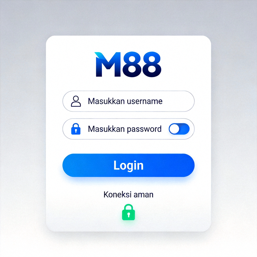 Tampilan halaman login M88 terbaru Indonesia dengan form username dan password yang aman