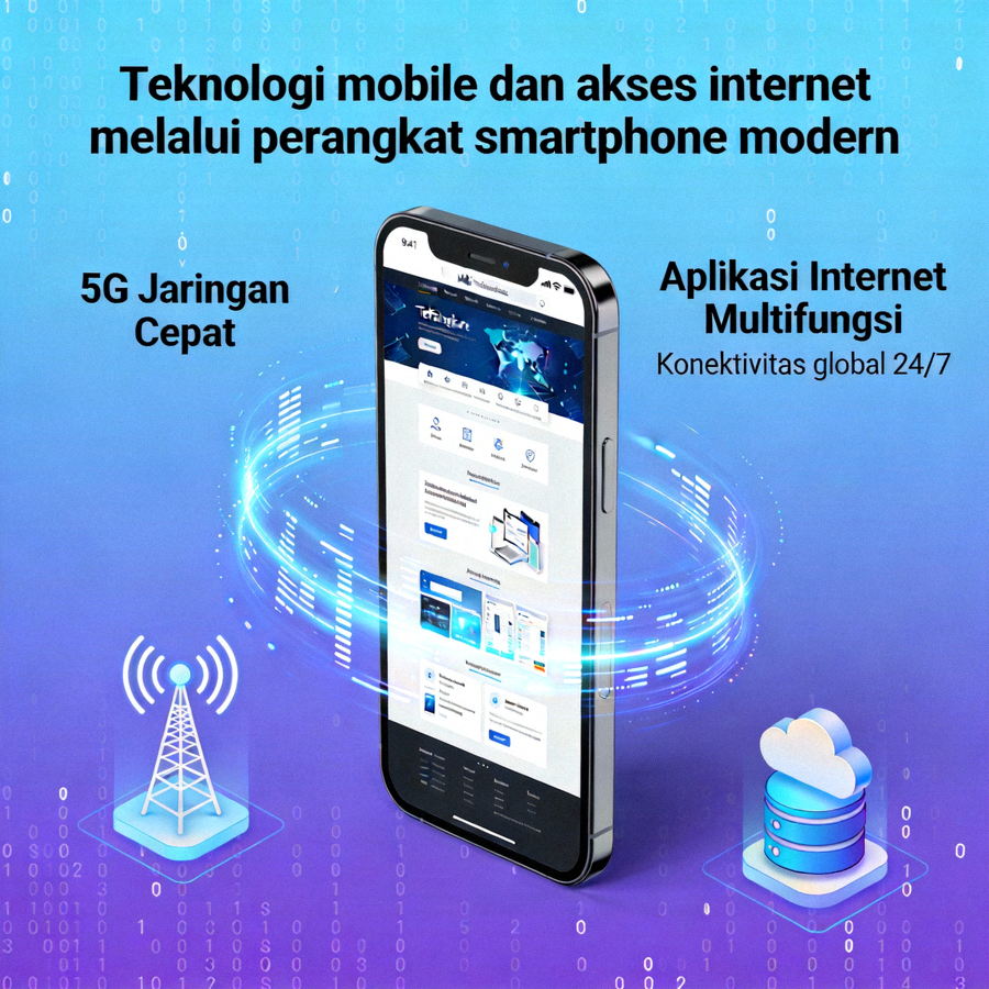Teknologi mobile dan akses internet melalui perangkat smartphone modern
