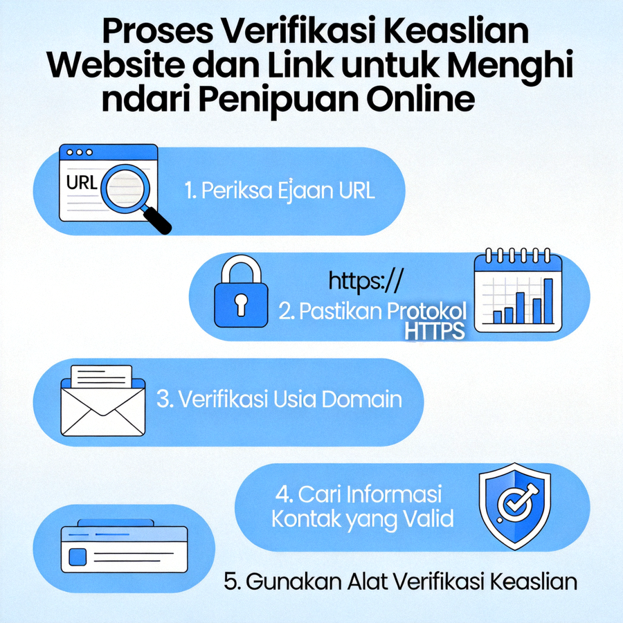Proses verifikasi keaslian website dan link untuk menghindari penipuan online